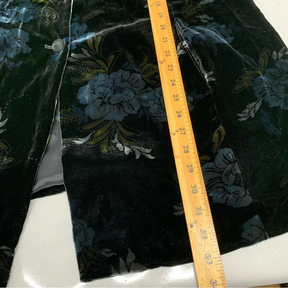 Kate Hill Velvet Coat 20W Black Blue Floral Pockets Boho Witchy Holiday Gothic - Picture 14 of 14